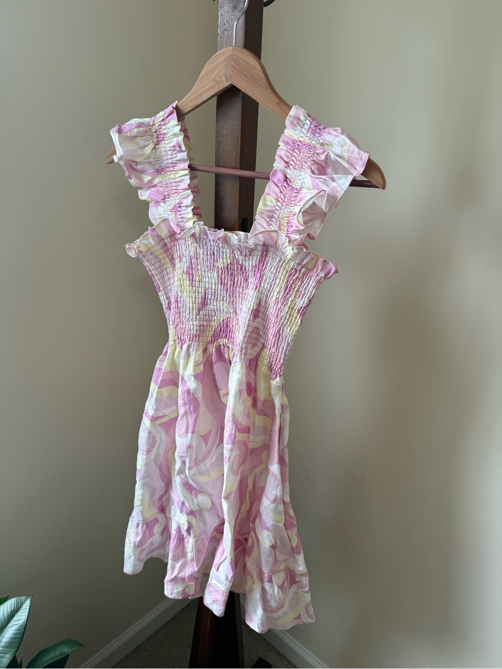 Hill House Pink and Cream Smocked Mini Dress - Picture 8 of 8